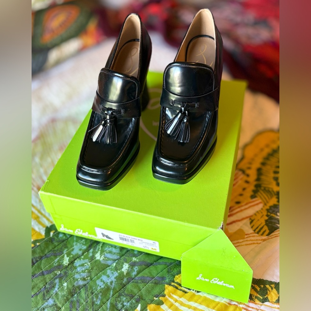 Sam Edelman Black Patent Tassel Loafers